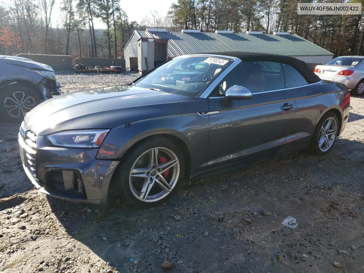 2018 Audi S5 Premium Plus VIN: WAUY4GF56JN002422 Lot: 78798243