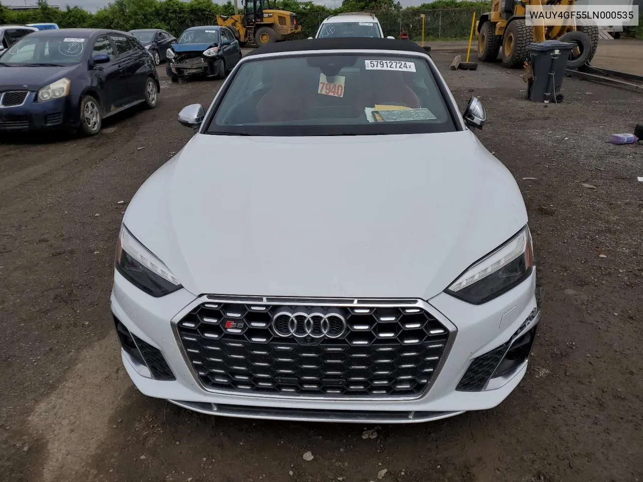 2020 Audi S5 Prestige VIN: WAUY4GF55LN000535 Lot: 57912724