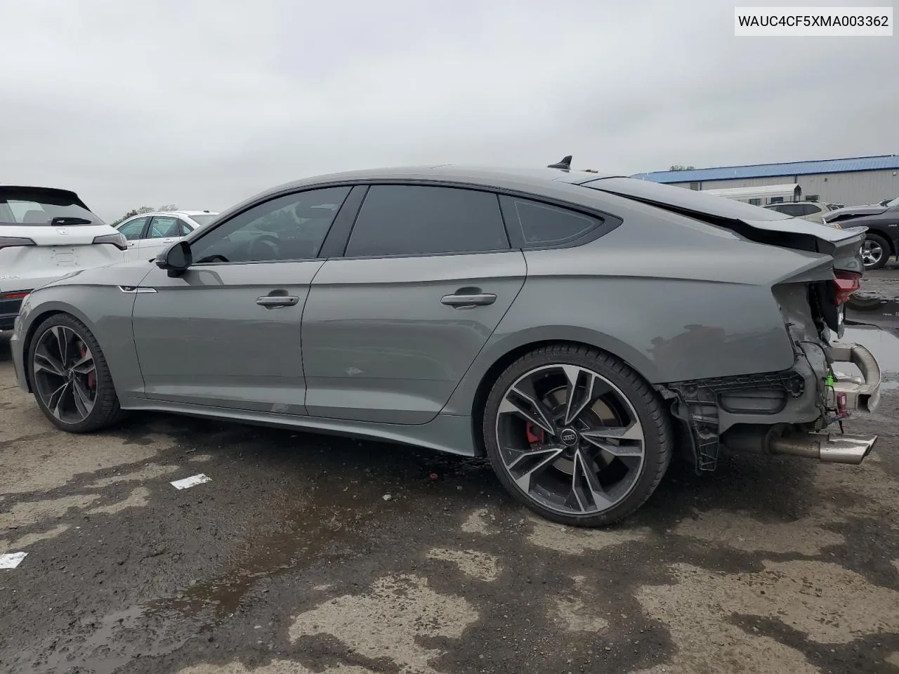 2021 Audi S5 Premium Plus VIN: WAUC4CF5XMA003362 Lot: 53791154