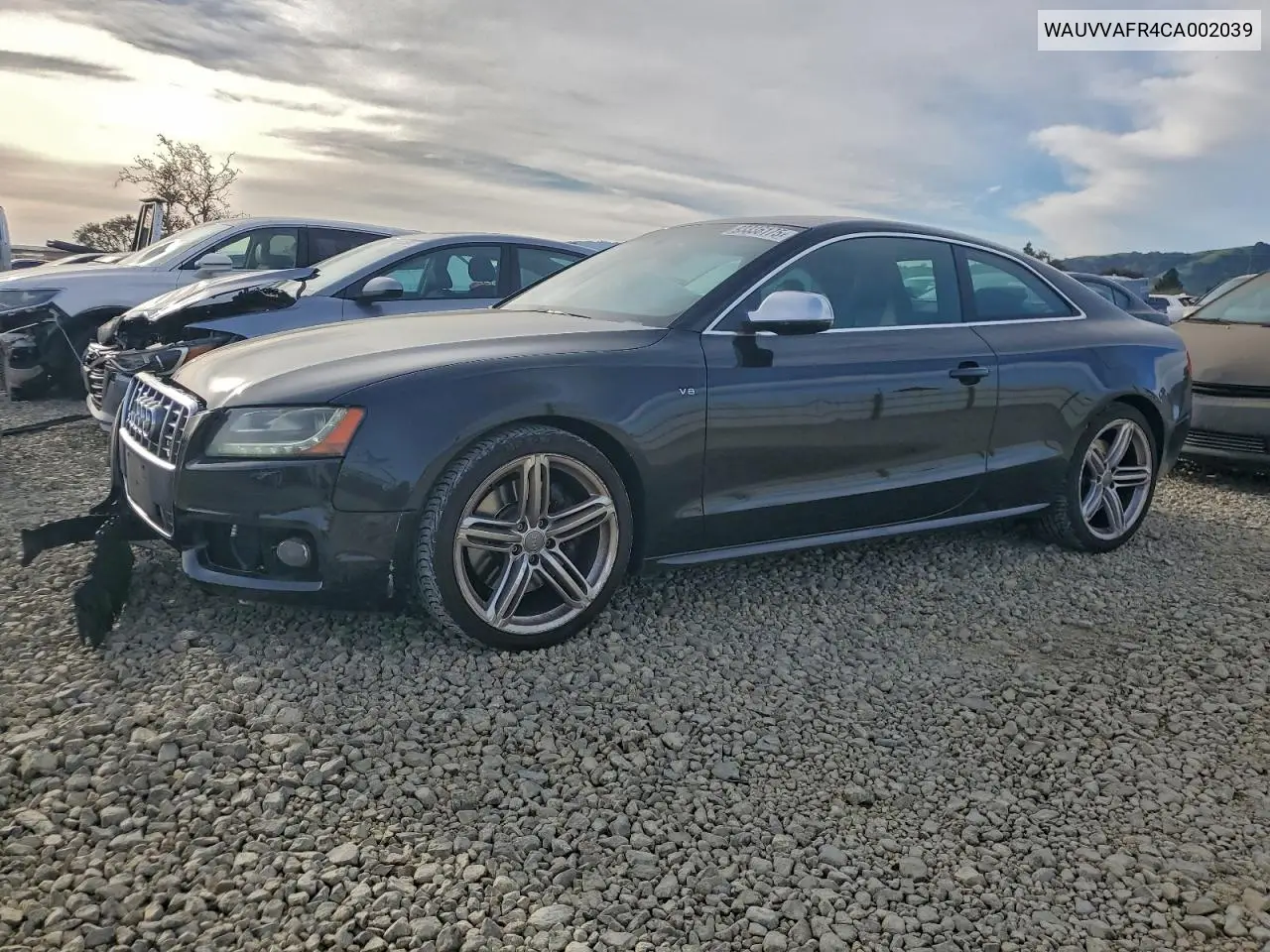 WAUVVAFR4CA002039 2012 Audi S5 Prestige