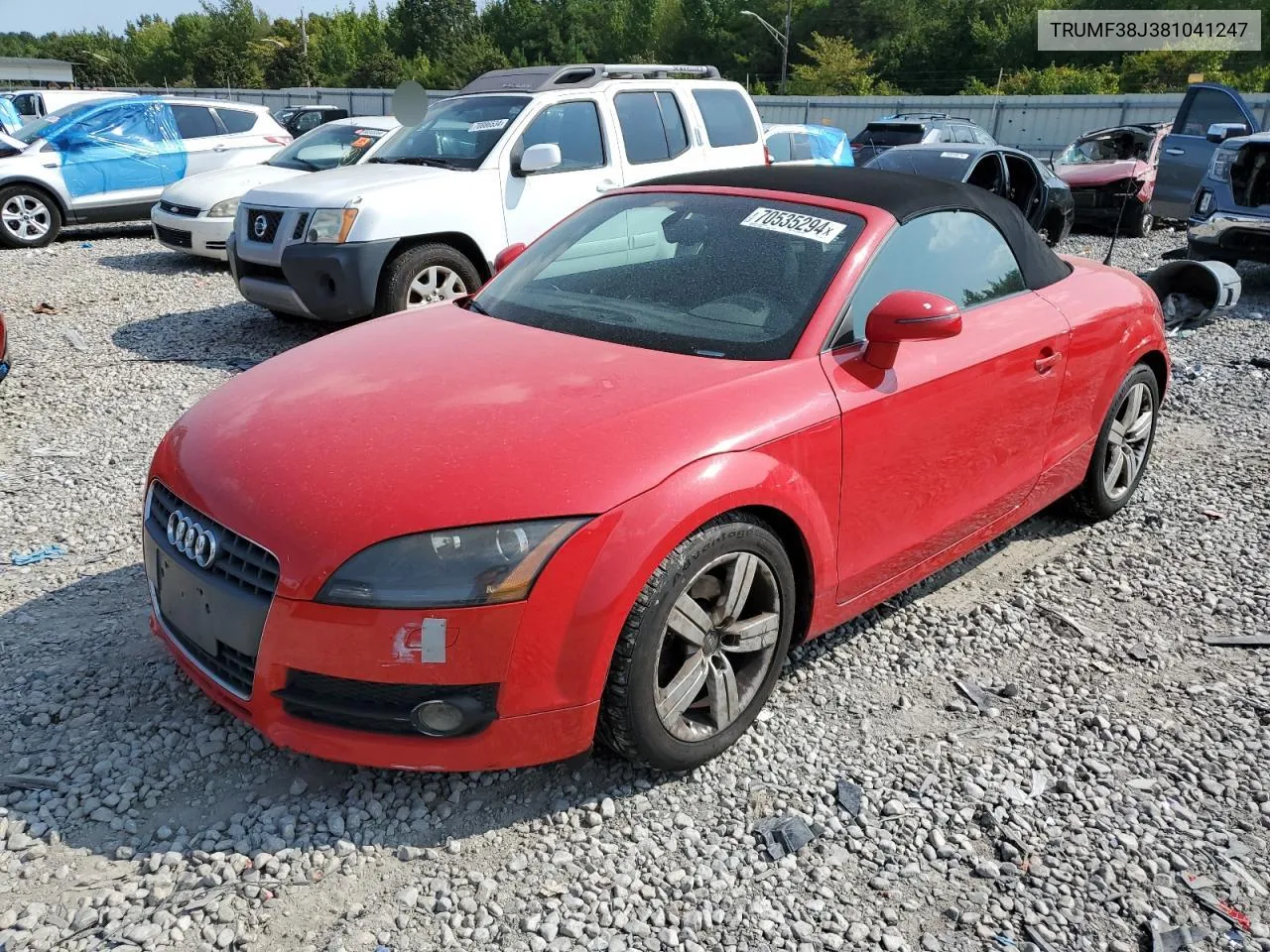 2008 Audi Tt 2.0T VIN: TRUMF38J381041247 Lot: 70535294