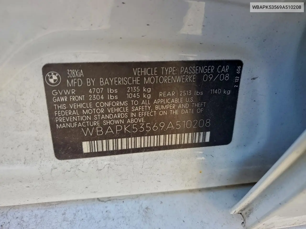 WBAPK53569A510208 2009 BMW 328 Xi Sulev