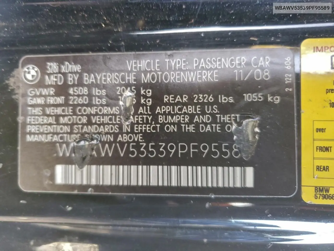 WBAWV53539PF95589 2009 BMW 328 Xi Sulev