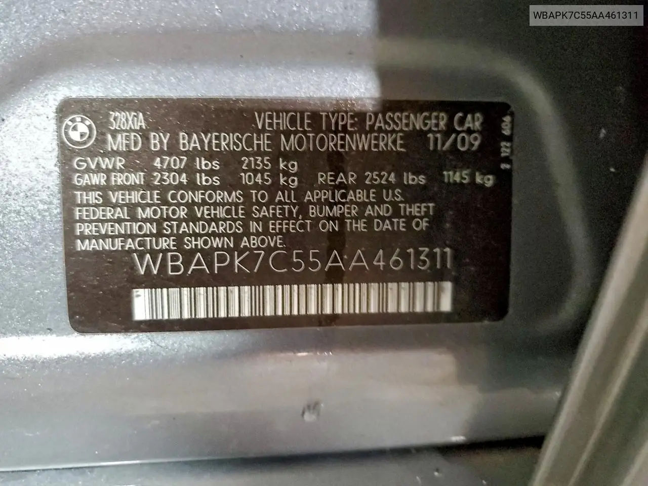 WBAPK7C55AA461311 2010 BMW 3 Series