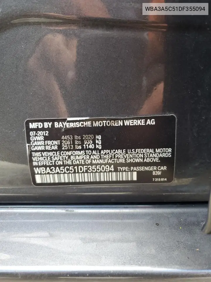 WBA3A5C51DF355094 2013 BMW 328 I