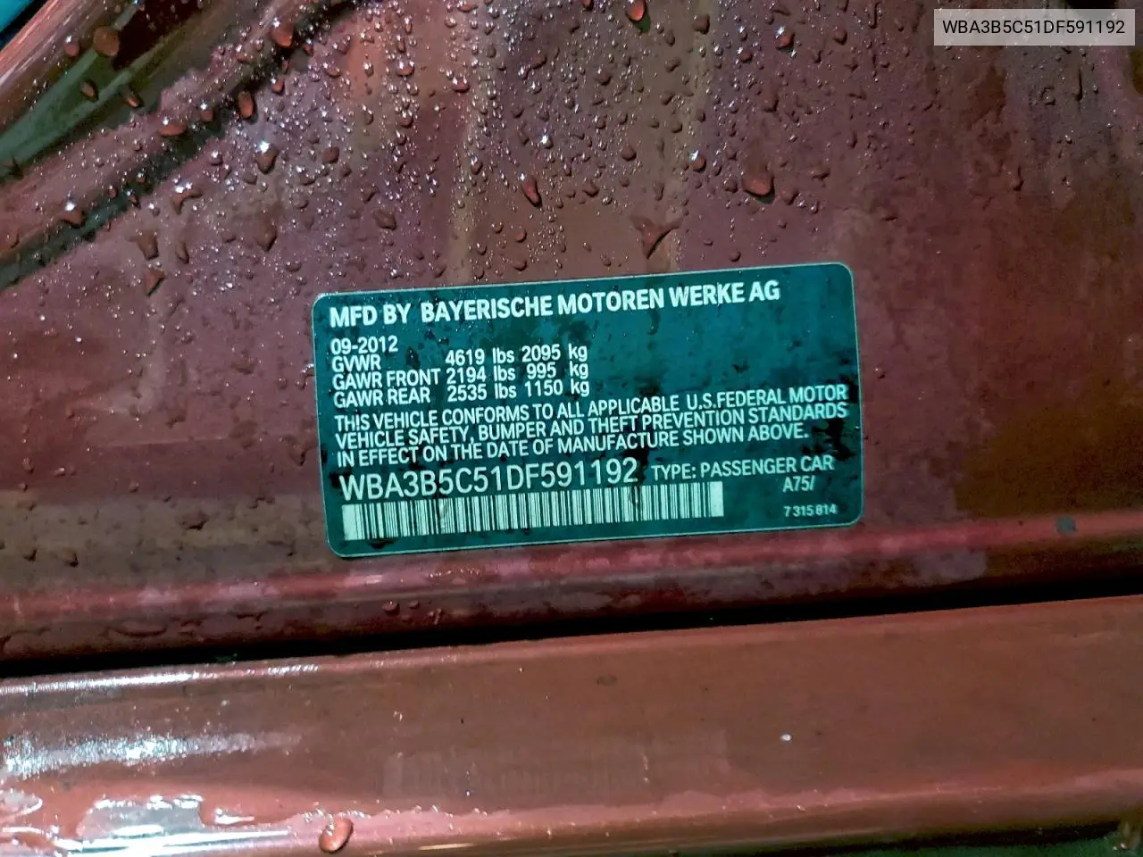 WBA3B5C51DF591192 2013 BMW 328 Xi Sulev