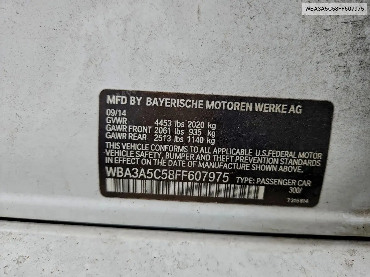 WBA3A5C58FF607975 2015 BMW 328 I