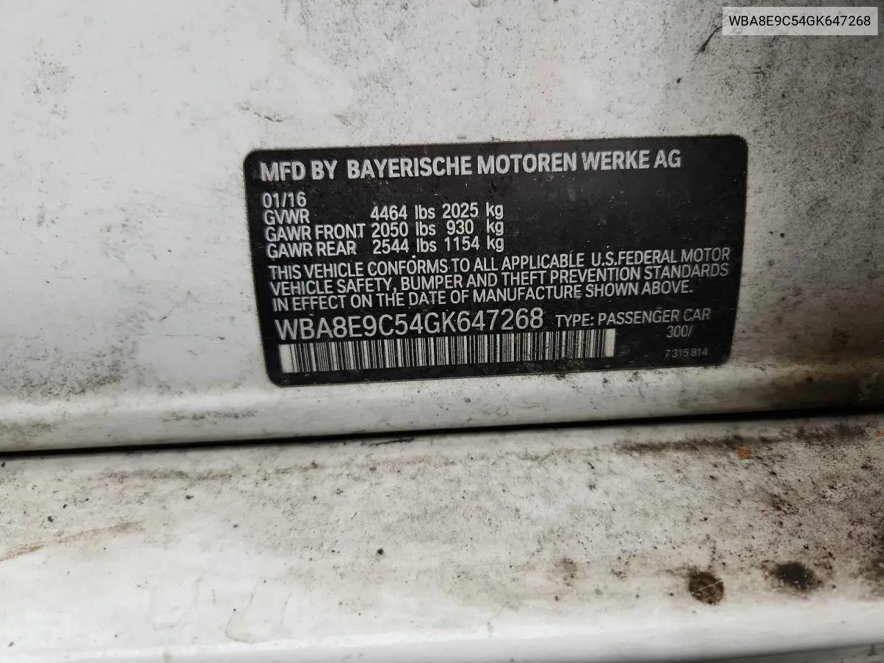 WBA8E9C54GK647268 2016 BMW 328 I Sulev