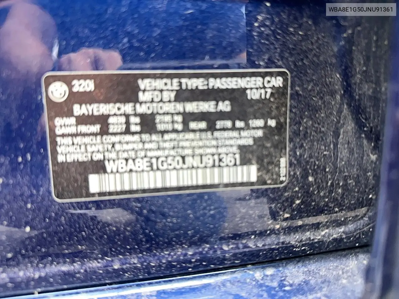 WBA8E1G50JNU91361 2018 BMW 320 I