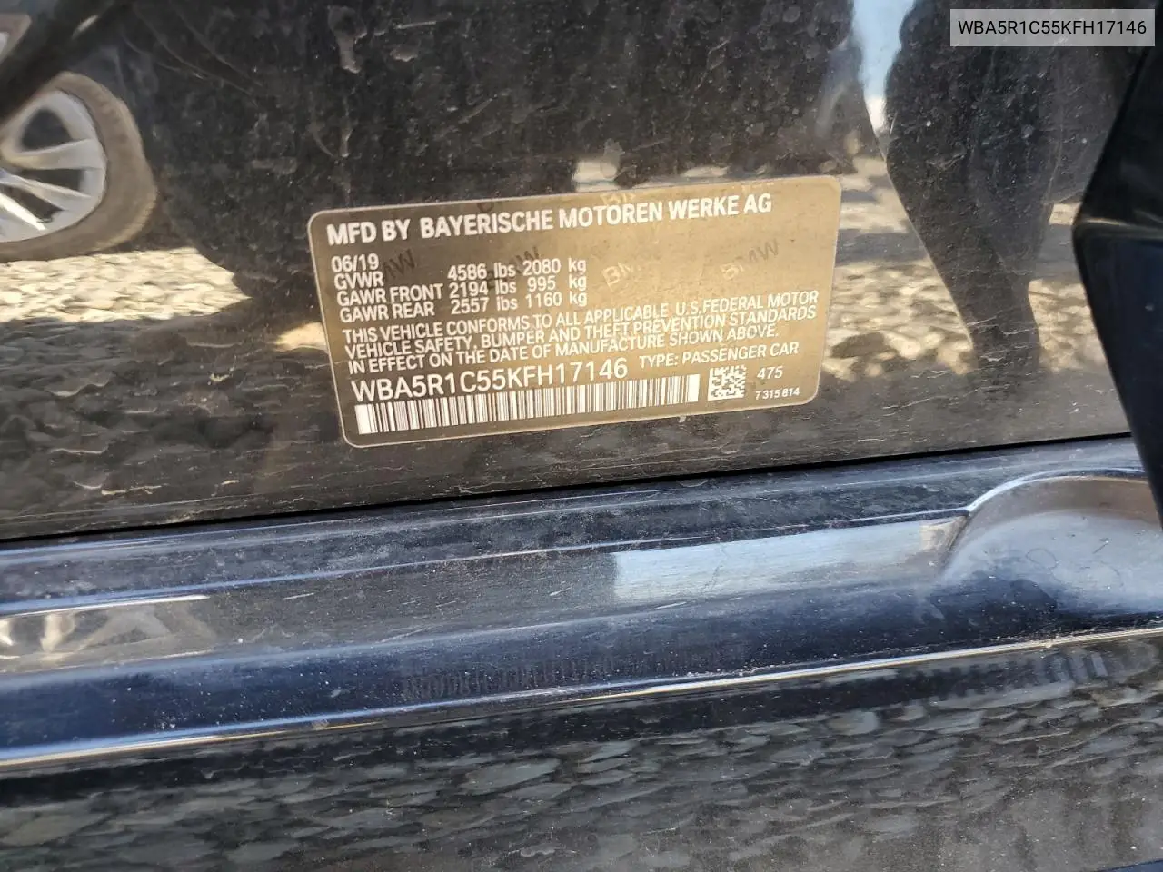 WBA5R1C55KFH17146 2019 BMW 330I