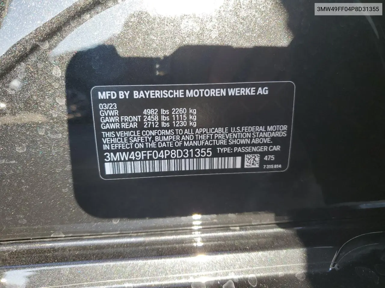 3MW49FF04P8D31355 2023 BMW M340Xi