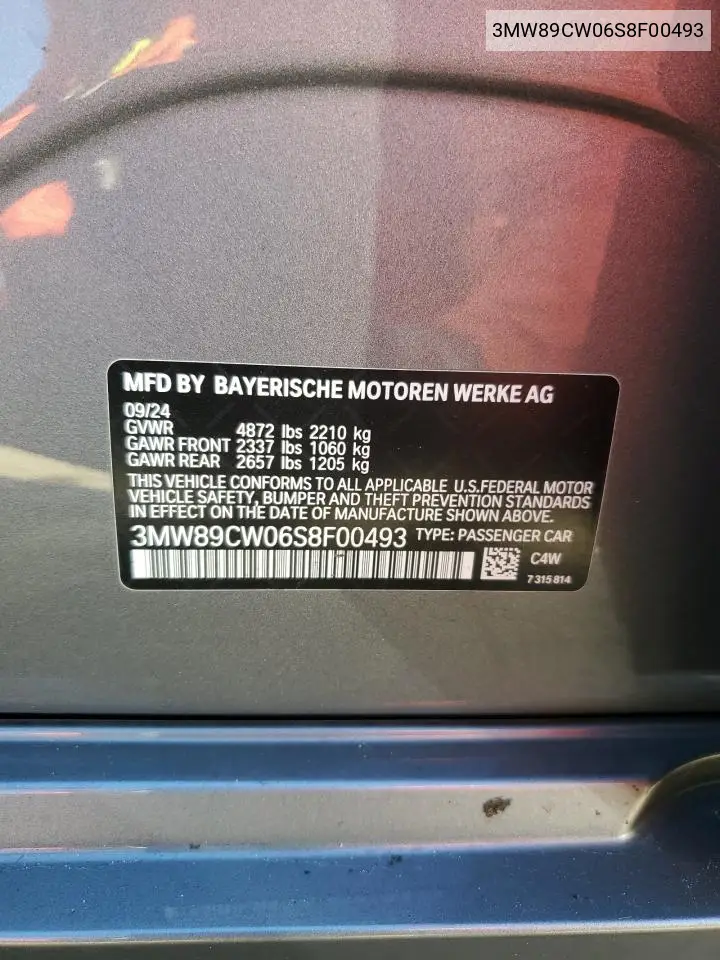 3MW89CW06S8F00493 2025 BMW 330Xi