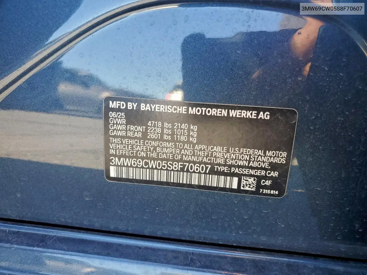 3MW69CW05S8F70607 2025 BMW 330I