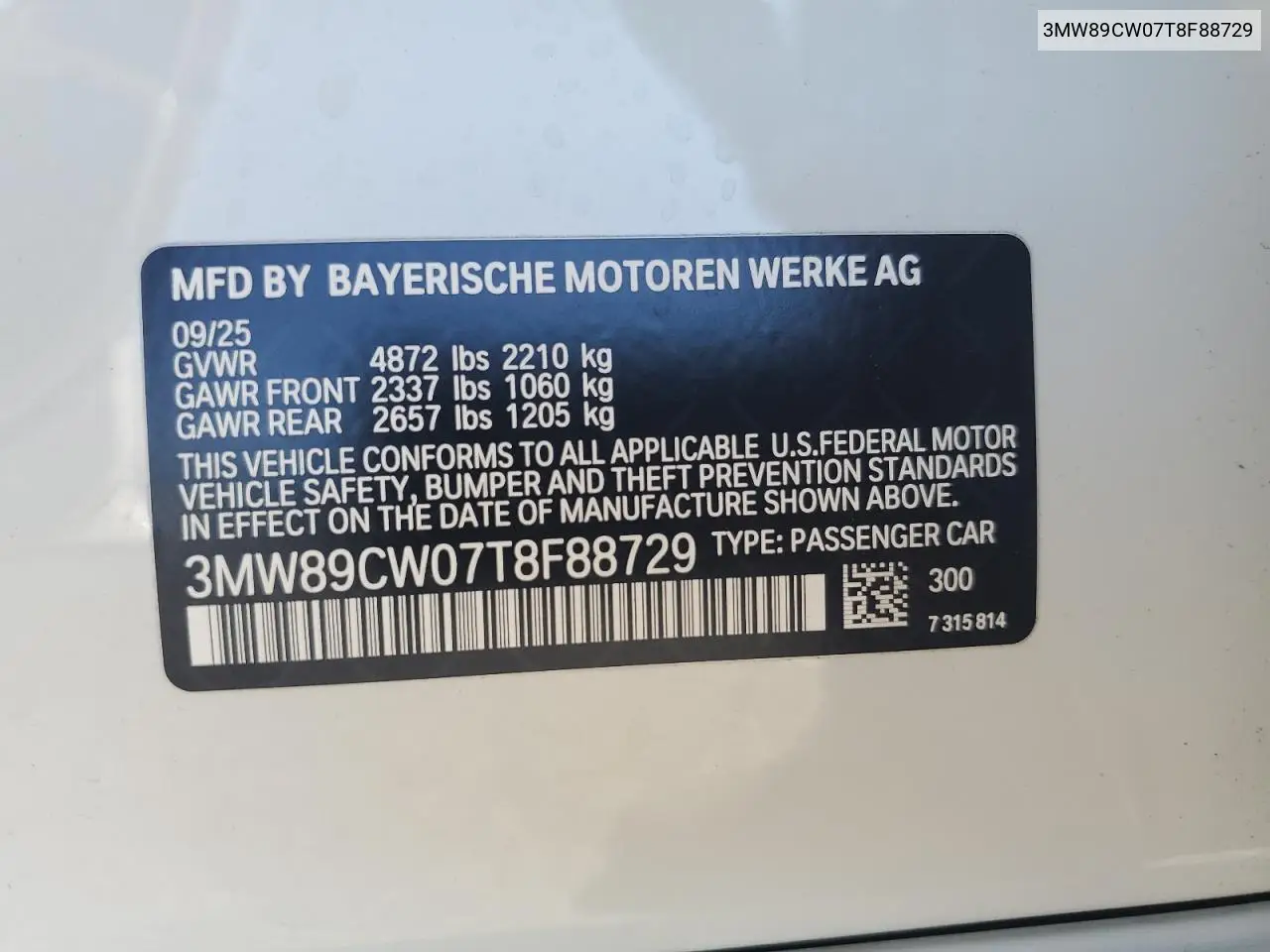 3MW89CW07T8F88729 2026 BMW 330Xi