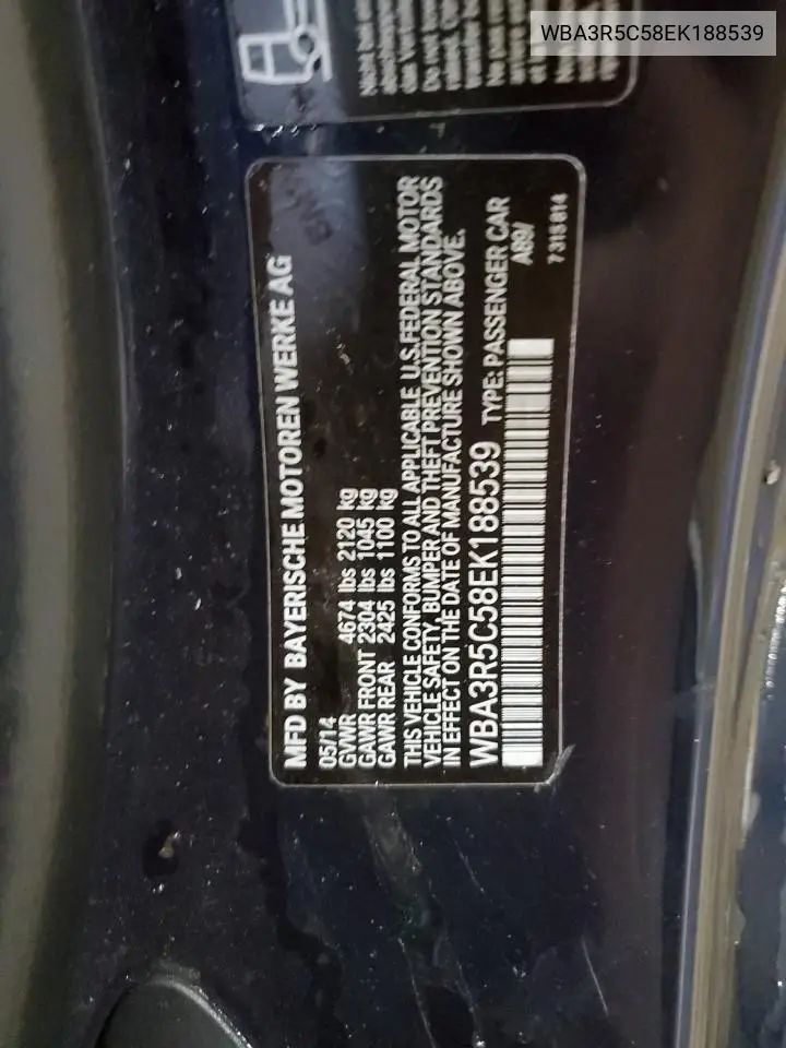 WBA3R5C58EK188539 2014 BMW 435 Xi