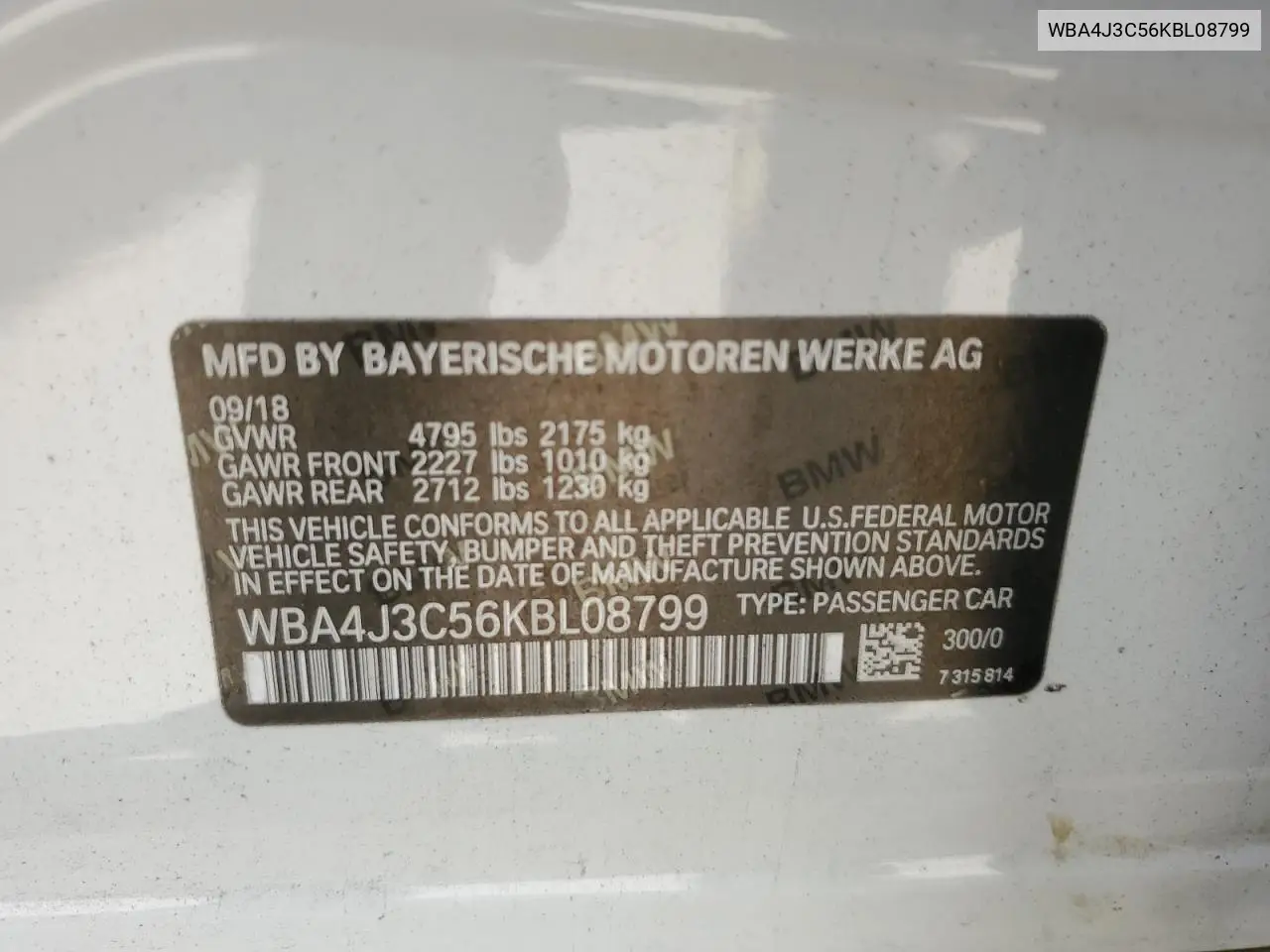 WBA4J3C56KBL08799 2019 BMW 430Xi Gran Coupe