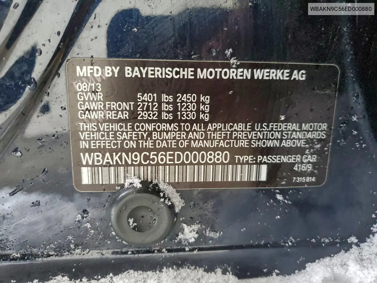 WBAKN9C56ED000880 2014 BMW 550 I