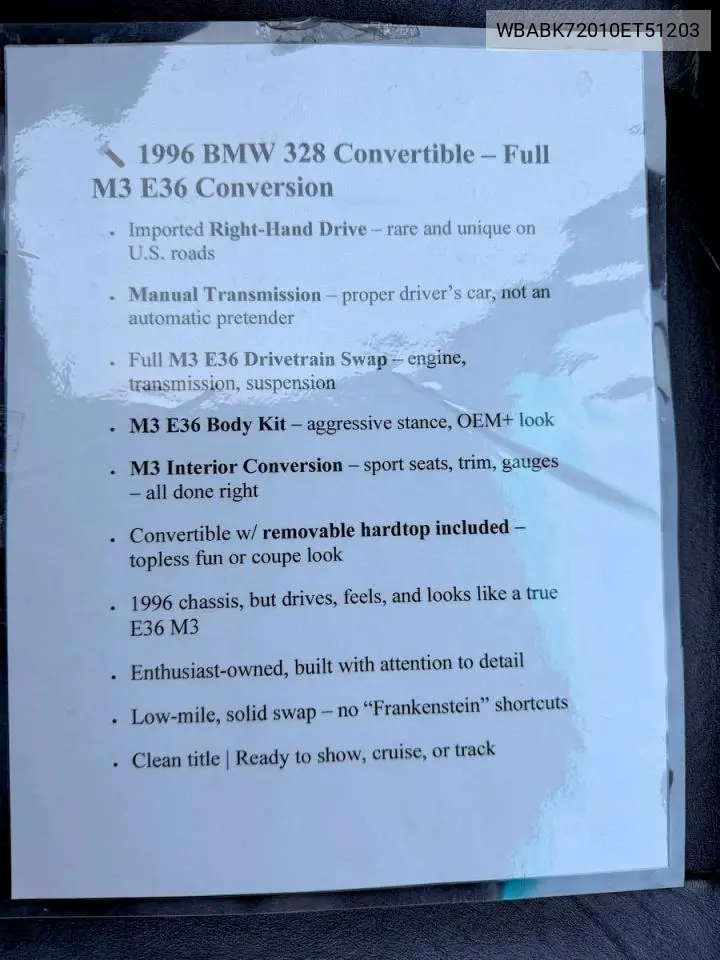 WBABK72010ET51203 1996 BMW M3