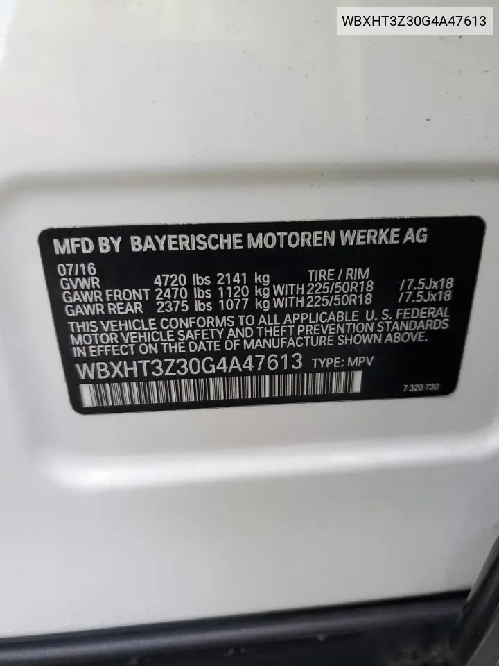 WBXHT3Z30G4A47613 2016 BMW X1 xDrive28I