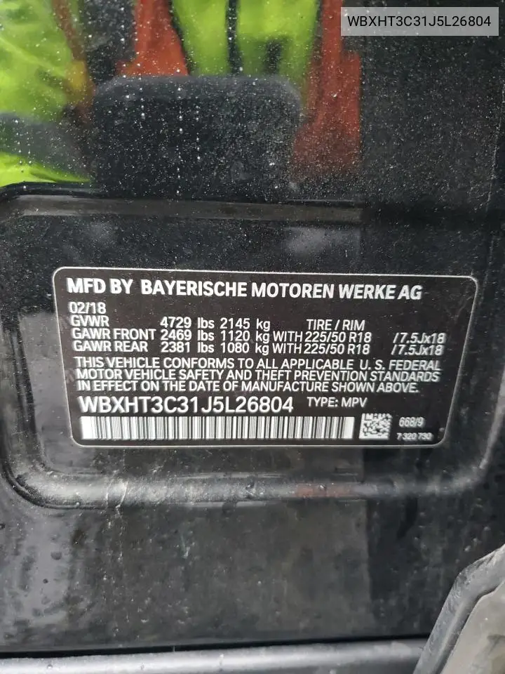 WBXHT3C31J5L26804 2018 BMW X1 xDrive28I