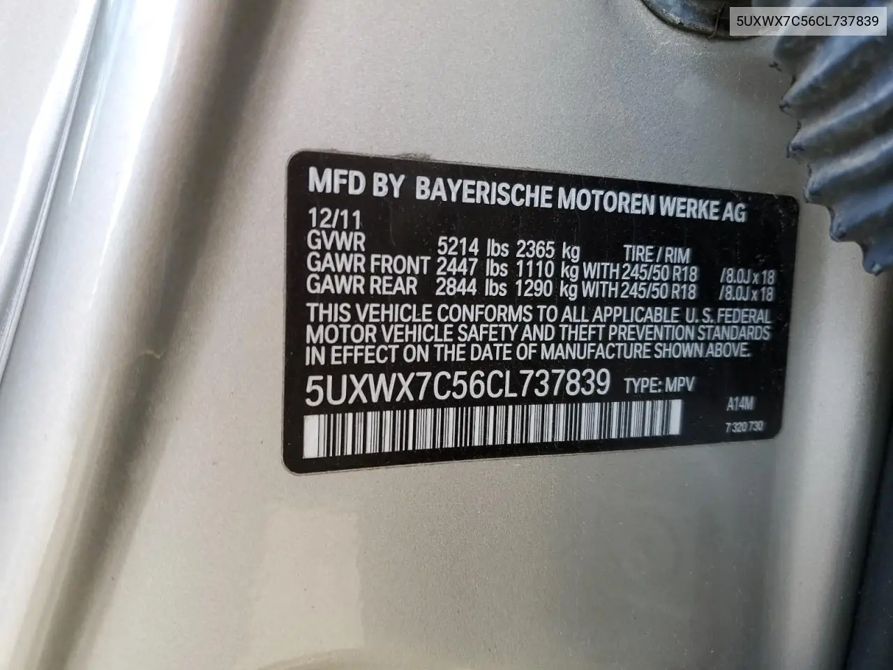 5UXWX7C56CL737839 2012 BMW X3 xDrive35I