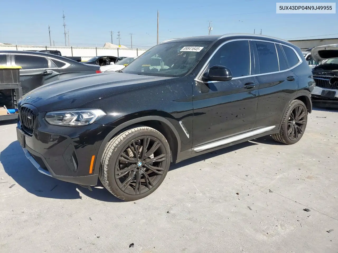 5UX43DP04N9J49955 2022 BMW X3 Sdrive30I