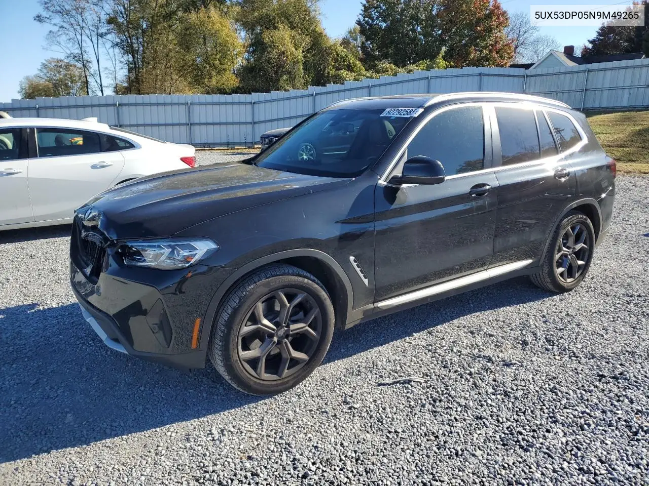 5UX53DP05N9M49265 2022 BMW X3 xDrive30I