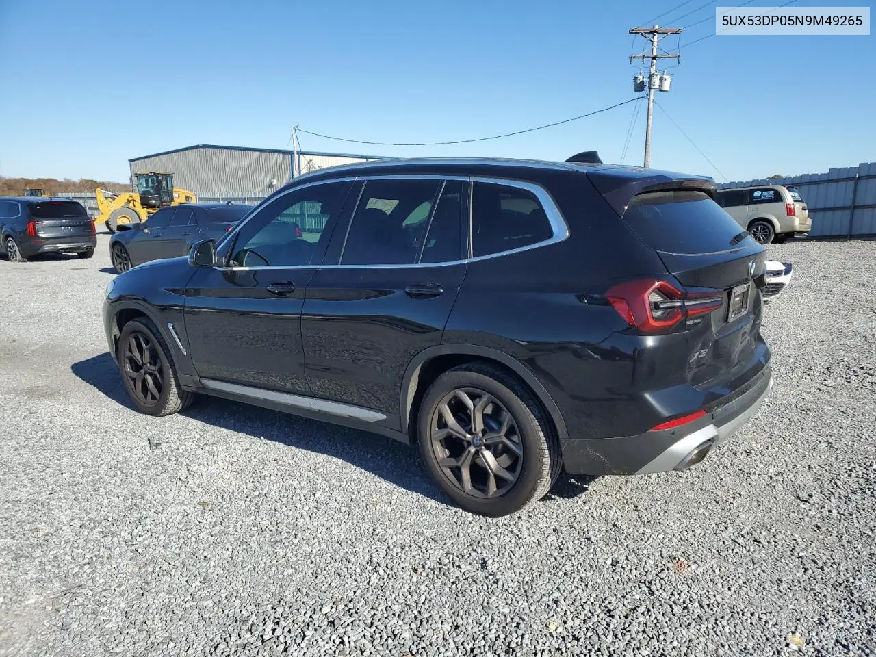 5UX53DP05N9M49265 2022 BMW X3 xDrive30I