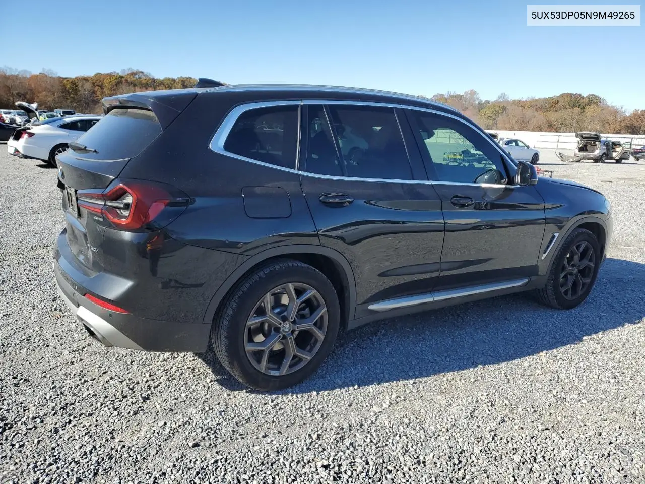 5UX53DP05N9M49265 2022 BMW X3 xDrive30I