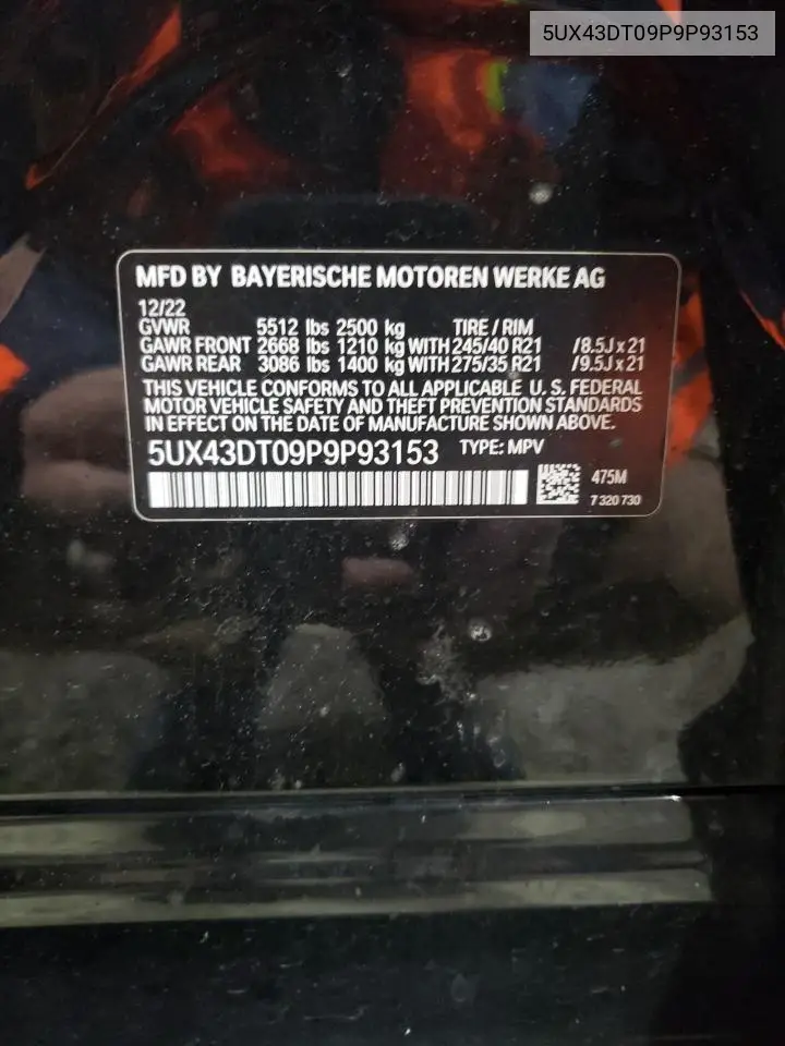 5UX43DT09P9P93153 2023 BMW X4 M40I