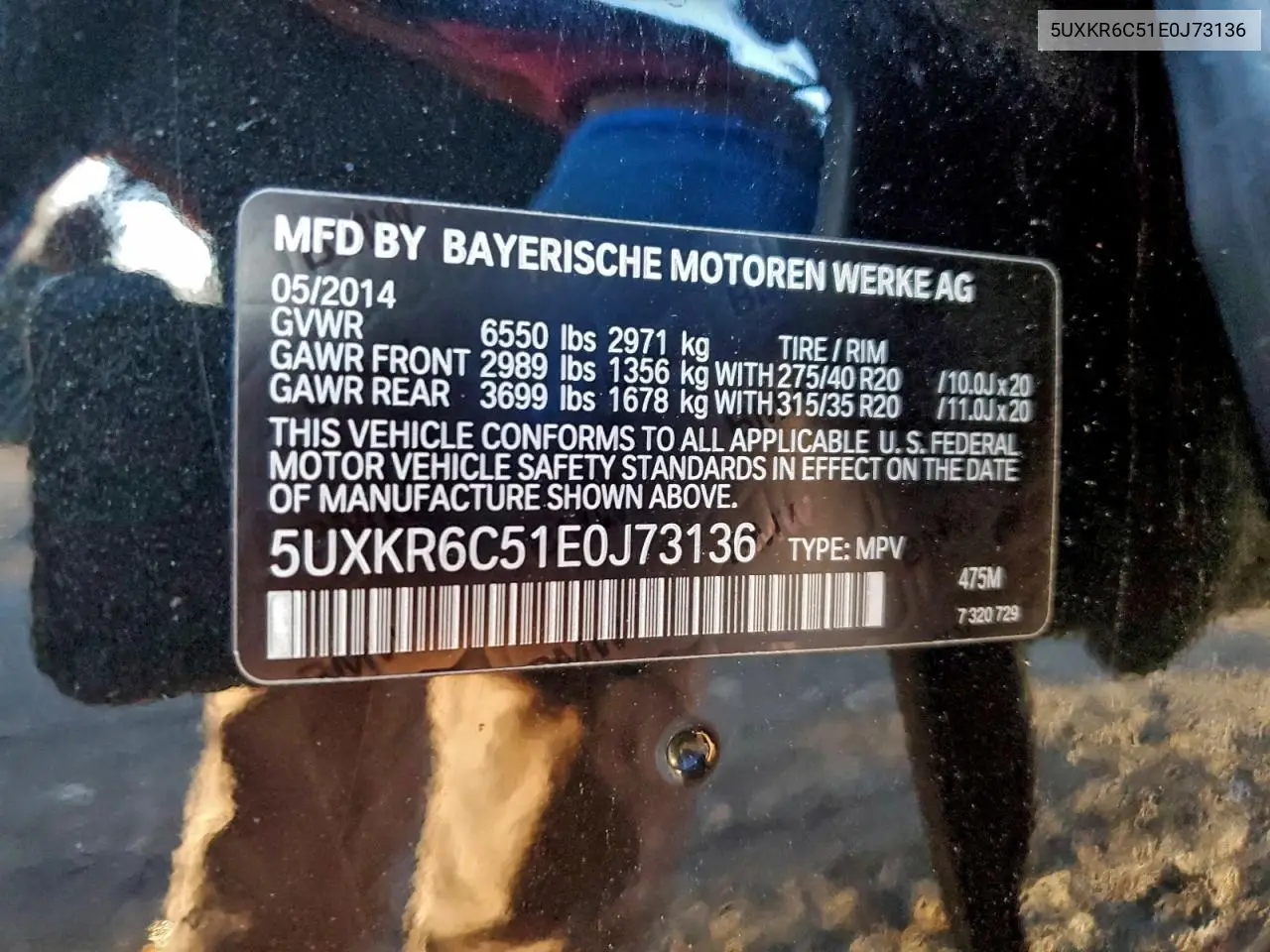 5UXKR6C51E0J73136 2014 BMW X5 xDrive50I
