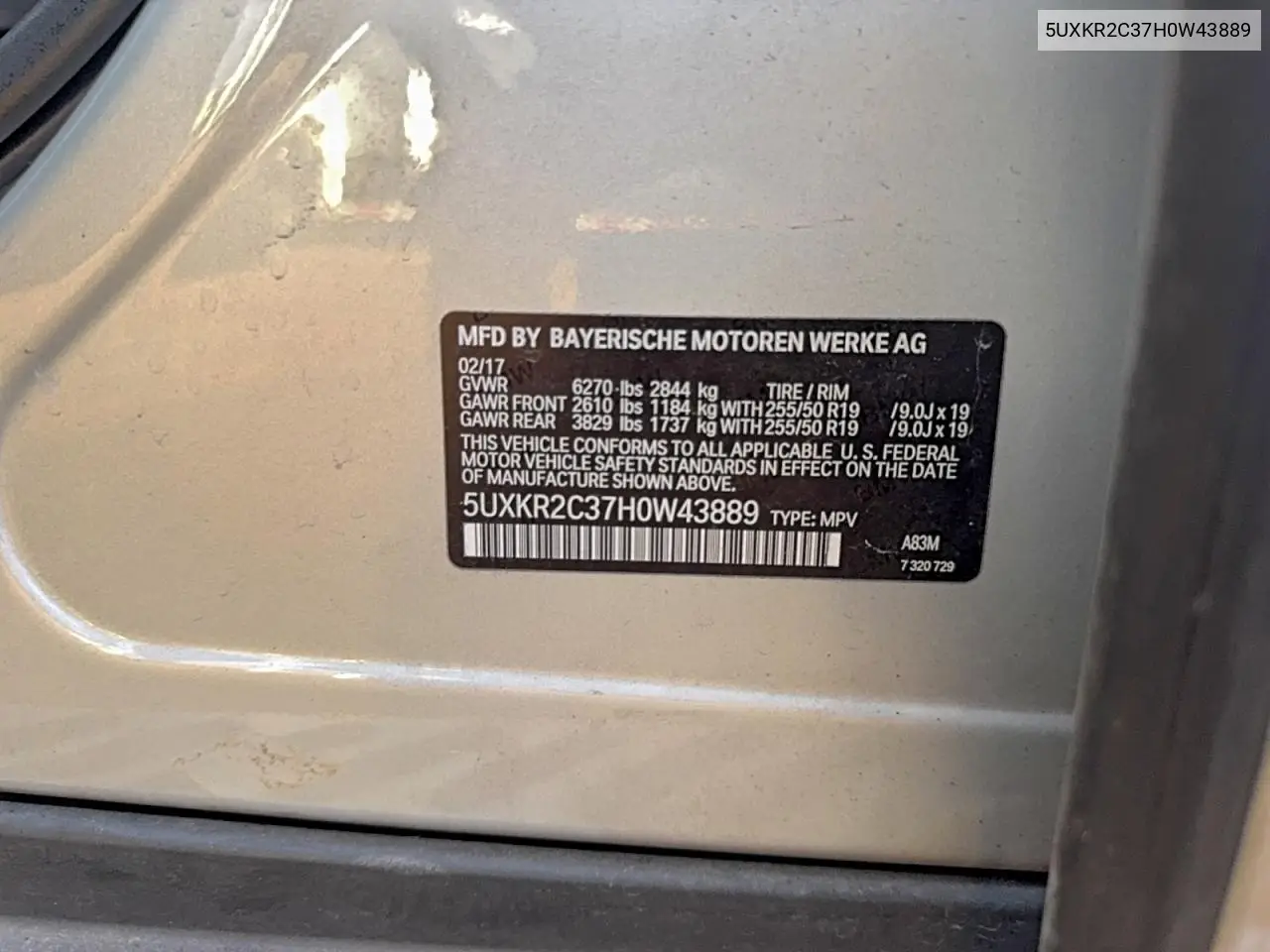 5UXKR2C37H0W43889 2017 BMW X5 Sdrive35I
