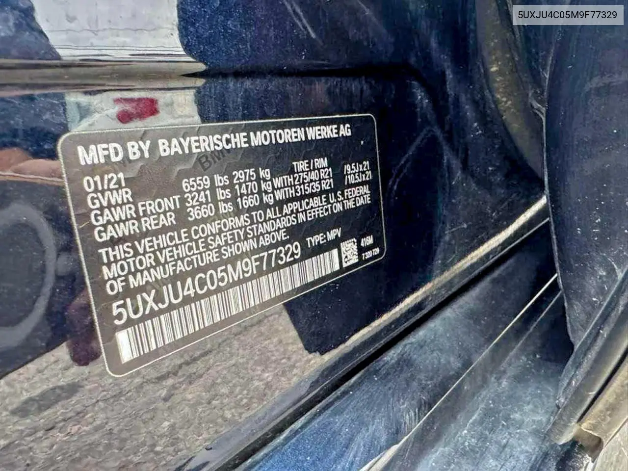 5UXJU4C05M9F77329 2021 BMW X5 M50I