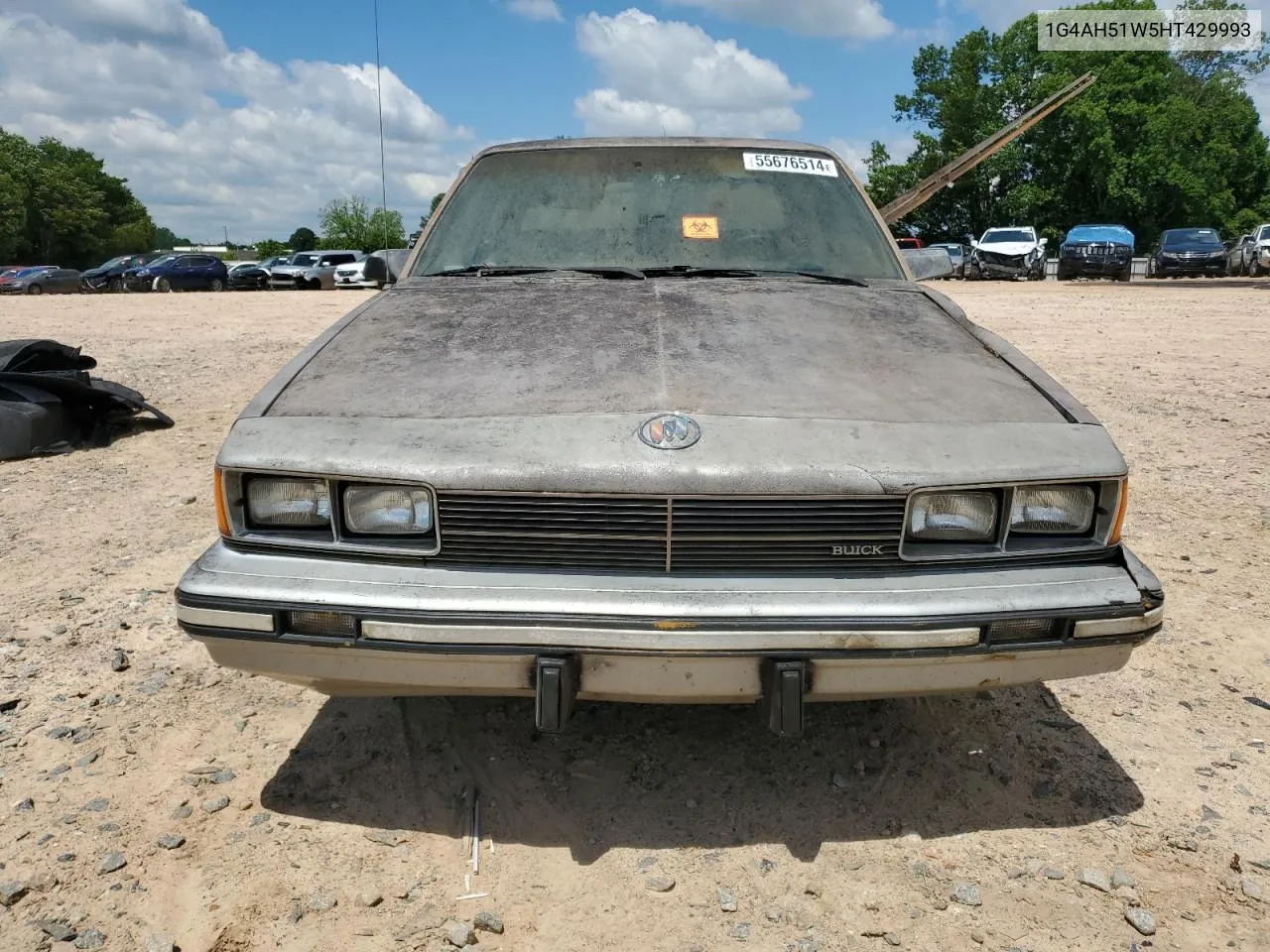 1987 Buick Century Custom VIN: 1G4AH51W5HT429993 Lot: 55676514