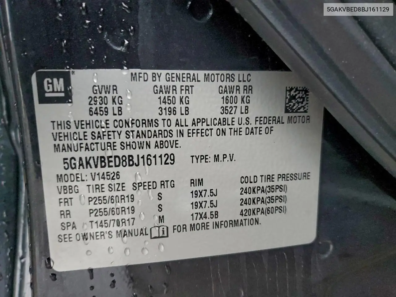 5GAKVBED8BJ161129 2011 Buick Enclave Cxl