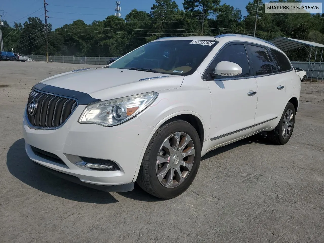 2016 Buick Enclave VIN: 5GAKRBKD3GJ316525 Lot: 67753704