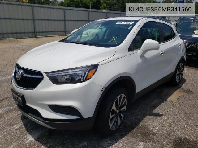 2021 Buick Encore Preferred VIN: KL4CJESB6MB341560 Lot: 61307294