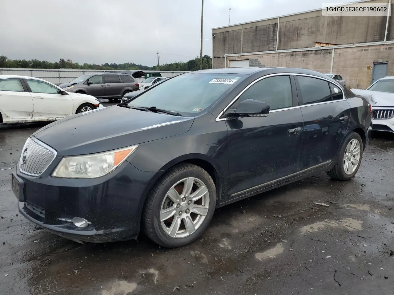 2012 Buick Lacrosse Premium VIN: 1G4GD5E36CF190662 Lot: 73346074