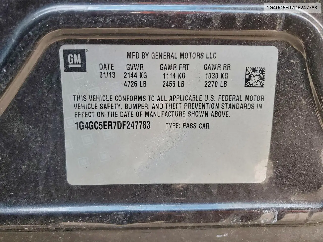 1G4GC5ER7DF247783 2013 Buick Lacrosse
