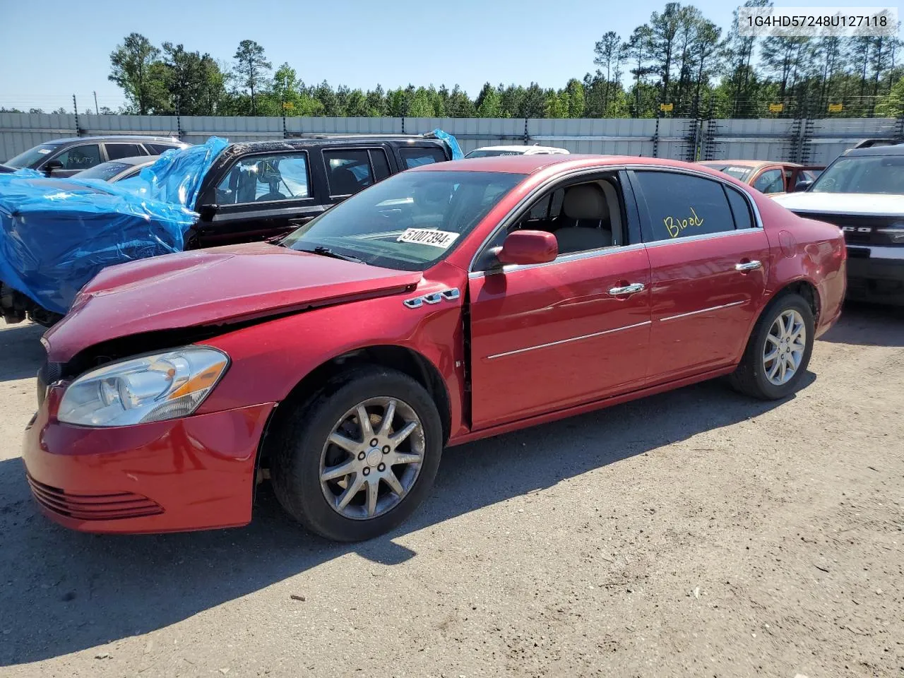 2008 Buick Lucerne Cxl VIN: 1G4HD57248U127118 Lot: 51007394