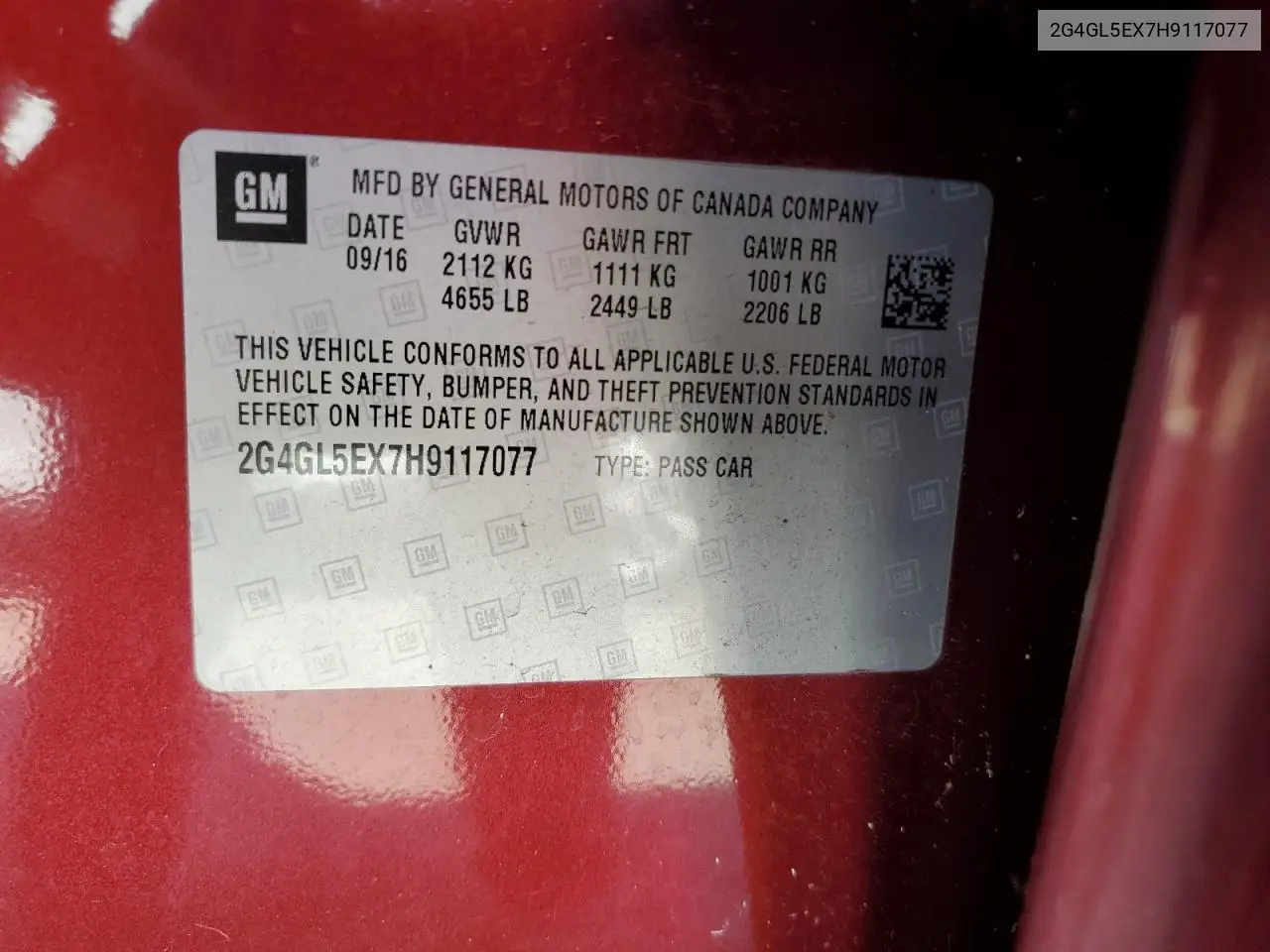 2G4GL5EX7H9117077 2017 Buick Regal Sport Touring