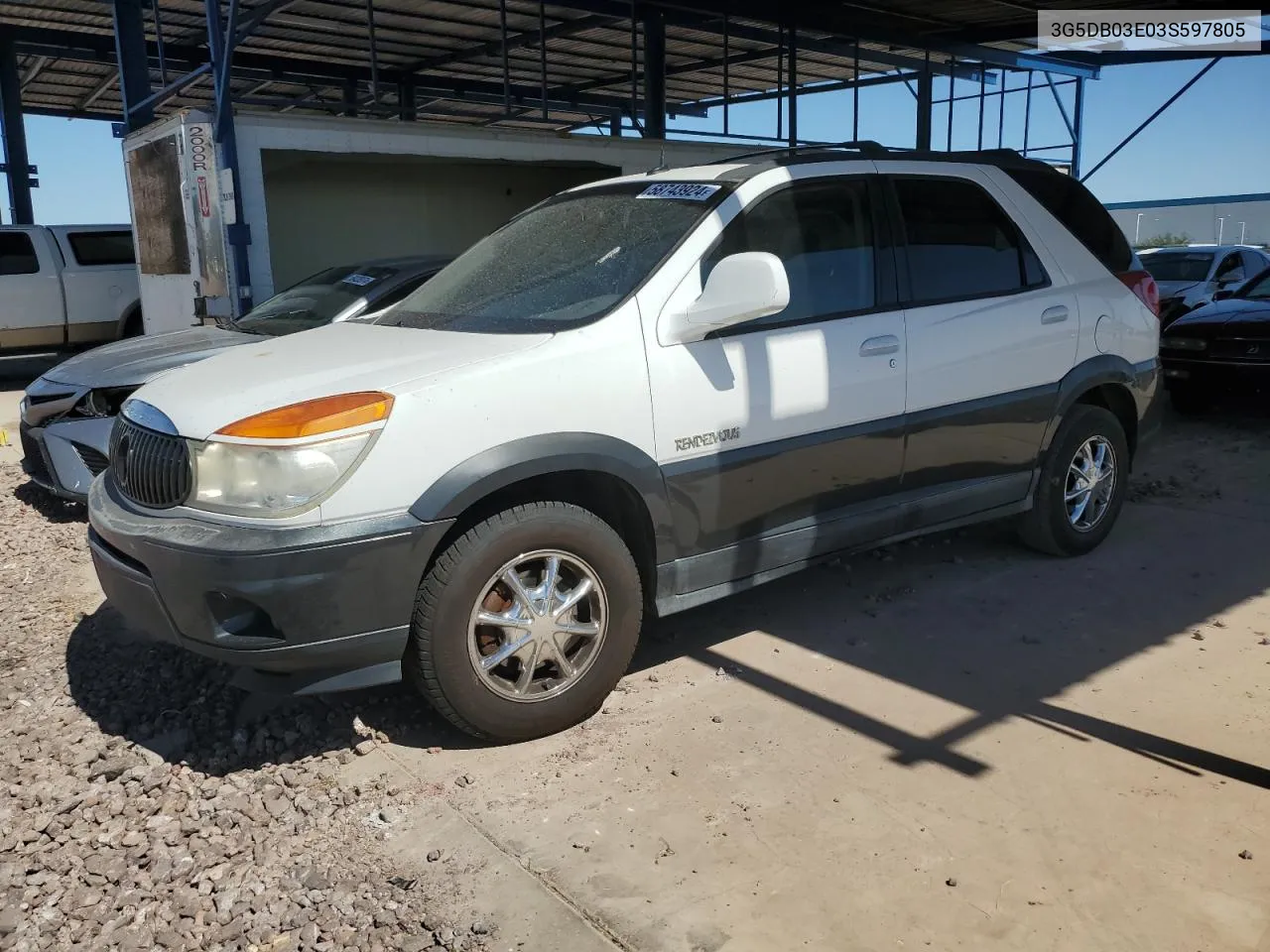 2003 Buick Rendezvous Cx VIN: 3G5DB03E03S597805 Lot: 58743924