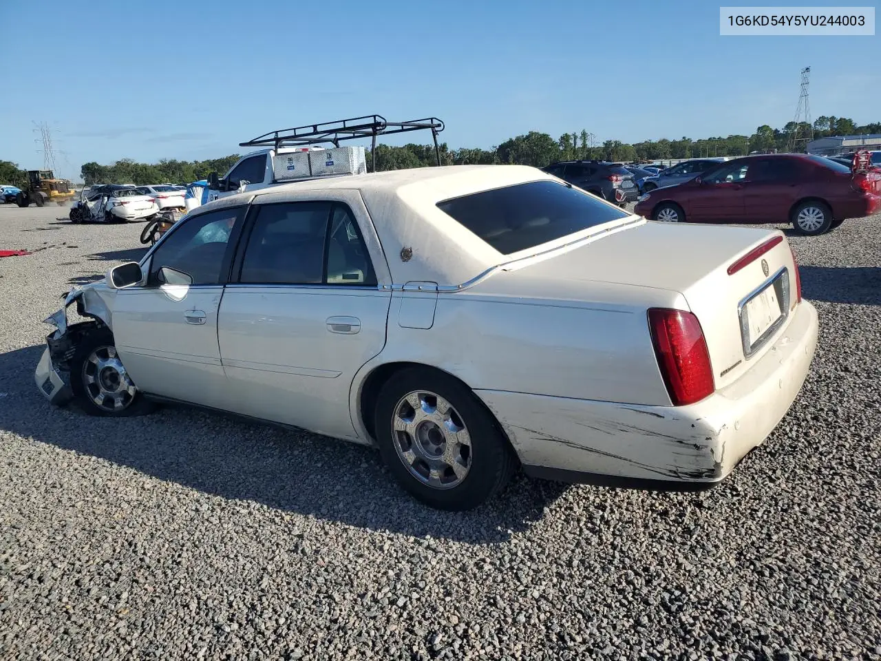 2000 Cadillac Deville VIN: 1G6KD54Y5YU244003 Lot: 56166626