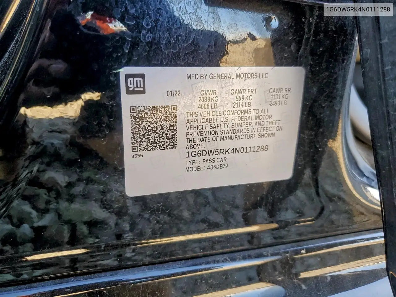 1G6DW5RK4N0111288 2022 Cadillac Ct5 Luxury