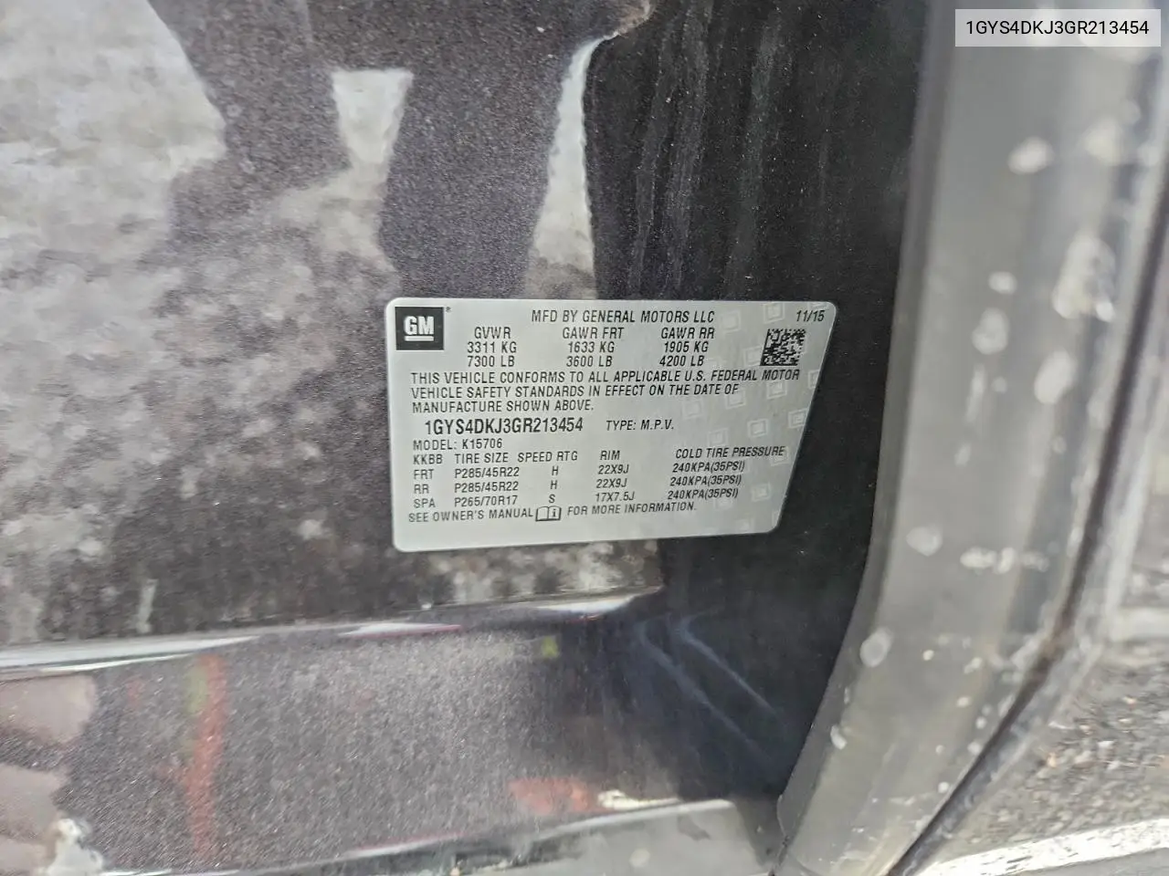 1GYS4DKJ3GR213454 2016 Cadillac Escalade Platinum