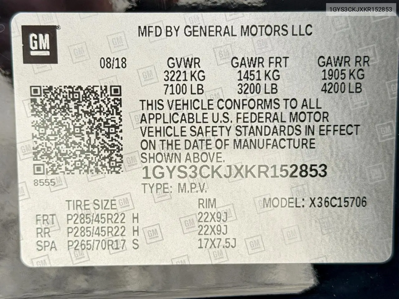 1GYS3CKJXKR152853 2019 Cadillac Escalade Premium Luxury