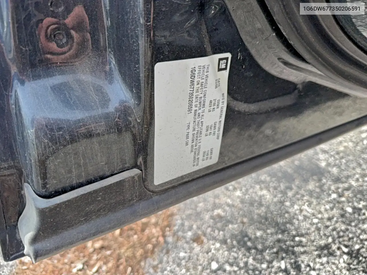 1G6DW677350206591 2005 Cadillac Sts