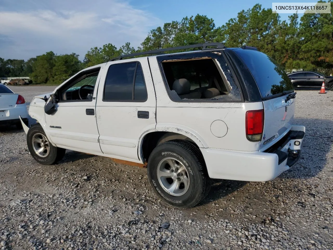 2004 Chevrolet Blazer VIN: 1GNCS13X64K118657 Lot: 69886184