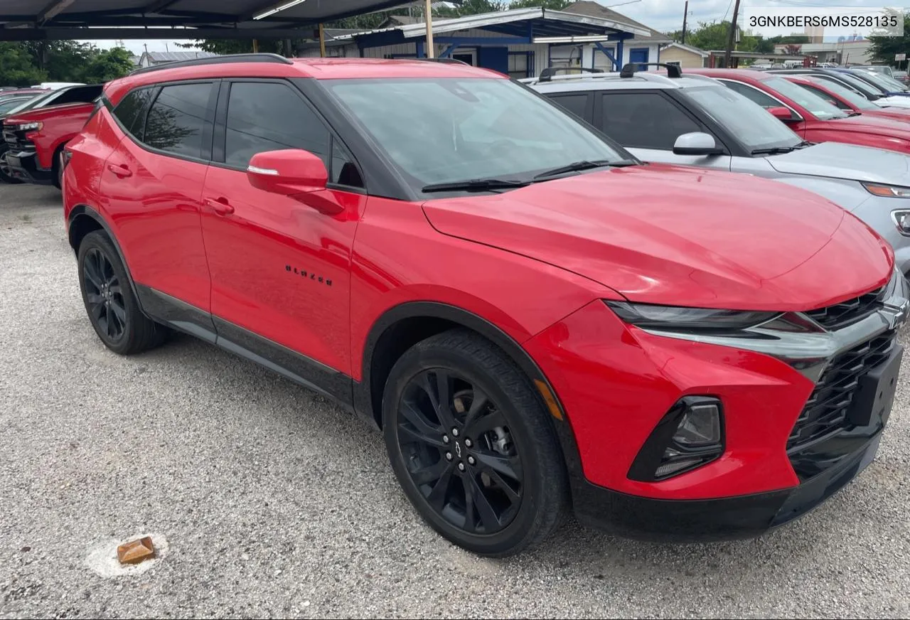 2021 Chevrolet Blazer Rs VIN: 3GNKBERS6MS528135 Lot: 60104024