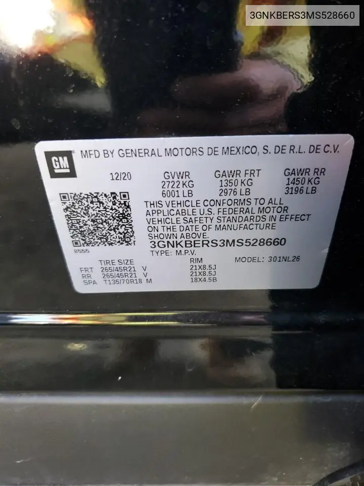 3GNKBERS3MS528660 2021 Chevrolet Blazer Rs